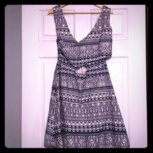 Aztec cutout fit and flare dress